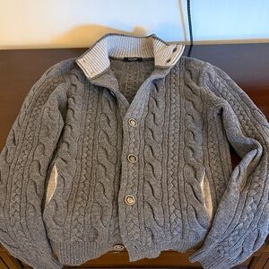 Gran Sasso Men's Gray Cable-Knit Button Cardigan